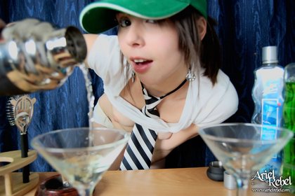 ariel rebel cute teen pouring drinks1
