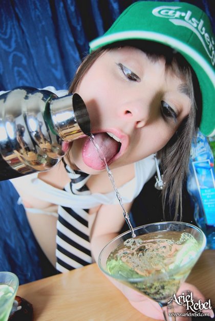 ariel rebel cute teen pouring drinks2