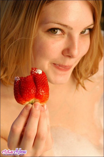 cute chloe got strawberries